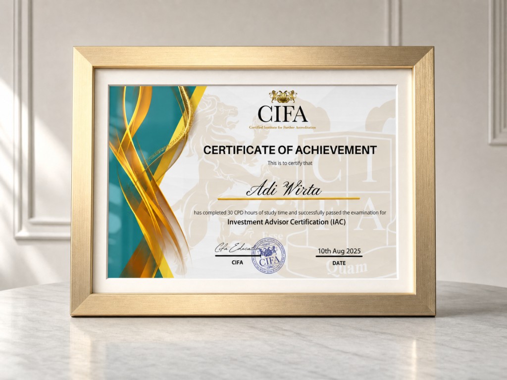 Sertifikat CIFA Investment Advisor — Adi Wirta